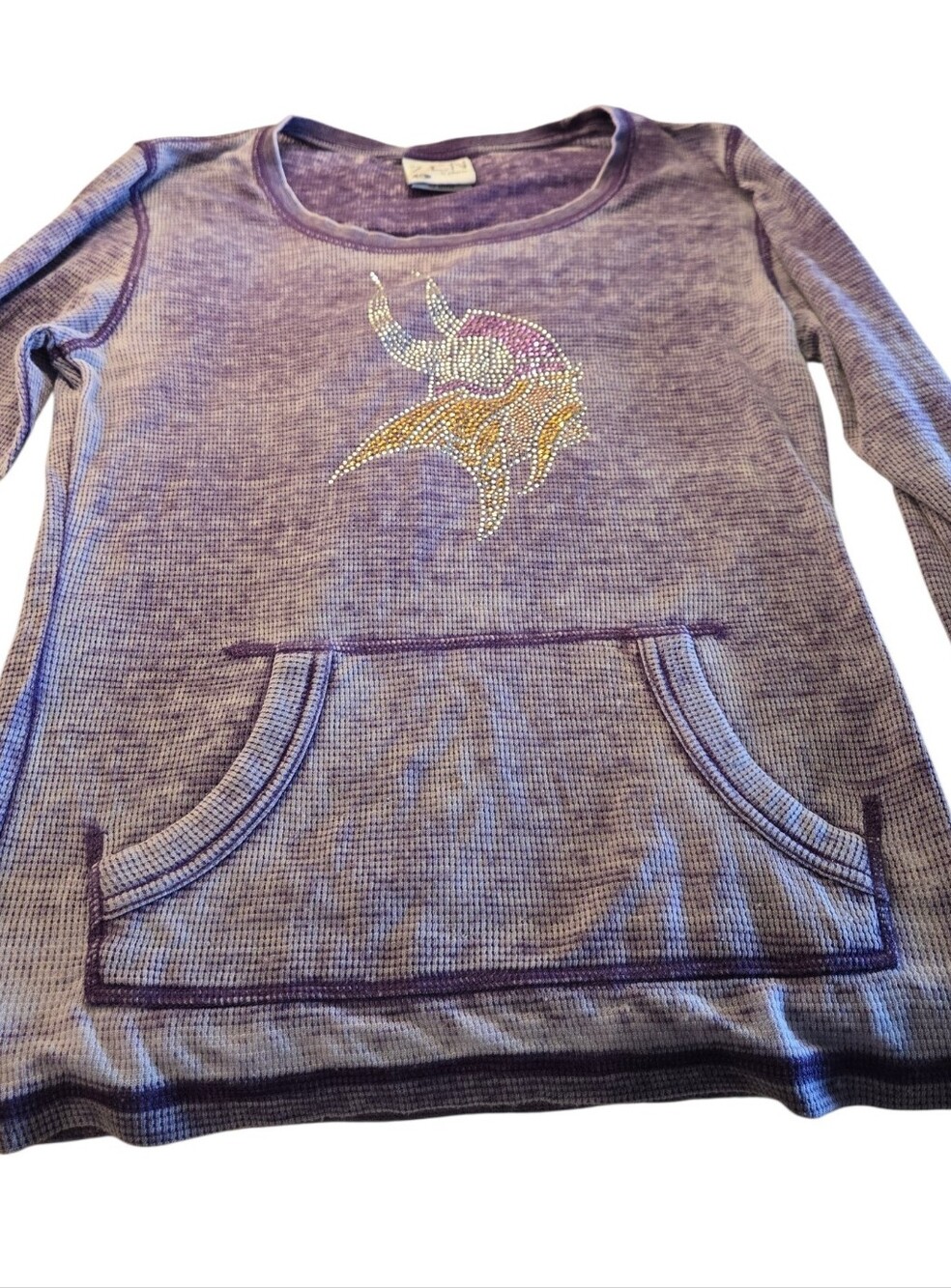 Purple Rhinestone MN Viking Thermal Pullover Size Small